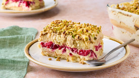 Tiramisu à la pistache et framboises