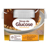 Un pot en plastique de Sirop de Glucose présentant un gâteau au chocolat brillant sur son étiquette soulignant son utilisation pour des pâtisseries plus moelleuses et des glaçages.
