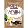 Un sachet de sucre vanillé de la marque Vahiné, avec des gousses de vanille et une fleur.