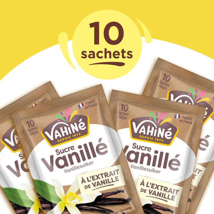 Image de la marque Vahiné montrant 10 sachets de sucre vanillé.