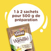 Sachet de sucre vanillé Vahiné indiquant un dosage de 1 à 2 sachets pour 500g de préparation.