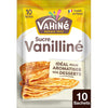 Un paquet de Vahiné Sucre Vanilliné, un produit de sucre aromatisé à la vanille, est présenté avec une image de crêpes.