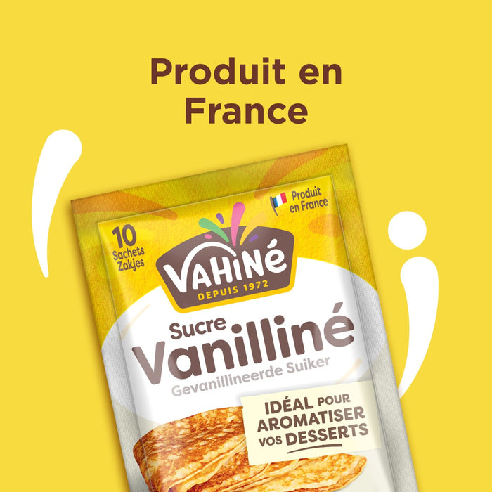 Sucre vanillAC de la marque VahinAC, un produit fabriquAC en France, idACal pour aromatiser les desserts.