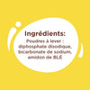 L'image montre une liste d'ingrédients comprenant du diphosphate disodique, du bicarbonate de sodium et de l'amidon de blé.