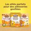 Les produits Vahiné, incluant la poudre à lever et la levure chimique, sont présentés avec le texte Les alliés parfaits pour des pâtisseries gonflées.