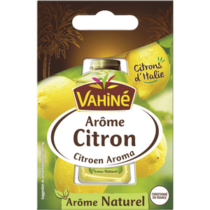 Vahiné Arôme Citron, un arôme naturel de citron, est présenté dans son emballage.