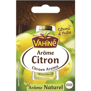 Vahiné Arôme Citron, un arôme naturel de citron, est présenté dans son emballage.