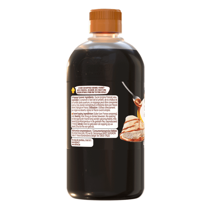 Une bouteille de sirop de caramel Hershey's est prACsentACe avec son ACtiquette d'informations nutritionnelles visible.