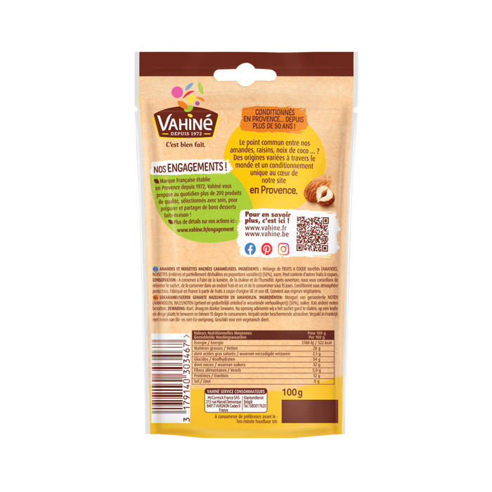 L'image montre le dos d'un sachet de Vicenzi Mini Snack, mettant en ACvidence les informations nutritionnelles et l'image de marque.