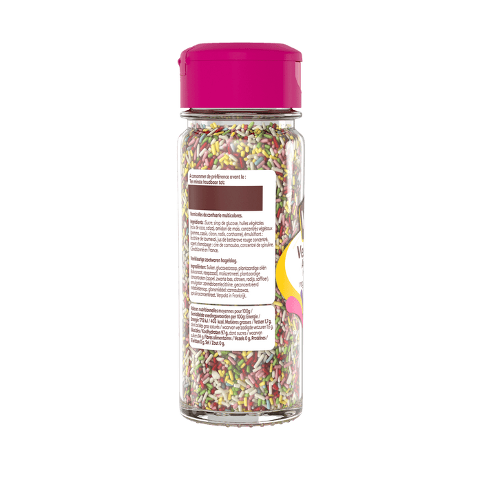 Une bouteille de vermicelles multicolores Dr. Oetker.