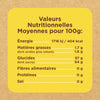 Une étiquette de valeurs nutritionnelles indique les valeurs nutritionnelles moyennes pour 100g d'un produit alimentaire.