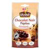 Un sachet de pépites de chocolat noir Vahiné est présenté, illustrant leur utilisation en pâtisserie.