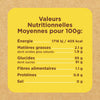 Une étiquette de valeurs nutritionnelles indique les valeurs nutritionnelles moyennes pour 100g d'un produit alimentaire.