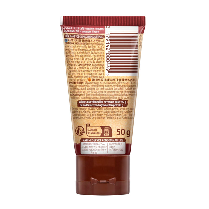ArriA?re d'un tube de crA?me colorante Garnier Nutrisse montrant les informations sur le produit et un code-barres.