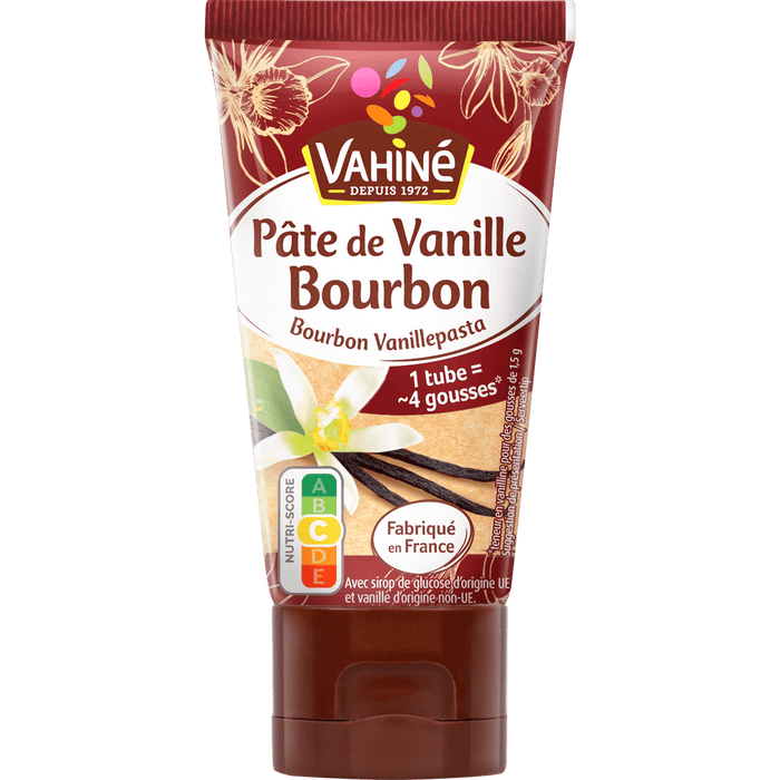 Un tube de pâte de vanille Bourbon Vahiné est présenté.