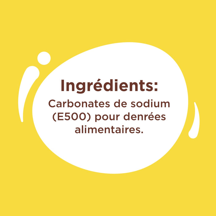 L'image liste l'ingrédient carbonates de sodium (E500) pour les produits alimentaires.