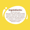 L'image montre la liste des ingrédients d'un produit alimentaire, notamment la pâte de cacao, le sucre, le beurre de cacao et la vanille.