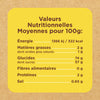 Une étiquette de valeurs nutritionnelles indique les valeurs nutritionnelles moyennes pour 100g d'un produit alimentaire.