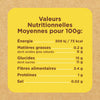 Les informations nutritionnelles pour une portion de 100g comprennent 300kj 73 kcal d'énergie, 0.2g de matières grasses, 15g de glucides, 2.4g de fibres, 1g de protéines et 0.02g de sel.