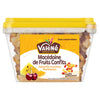 Un pot en plastique transparent avec un couvercle jaune est rempli de Macédoine de Fruits Confits Vahine, un mélange de fruits confits utilisé en pâtisserie.