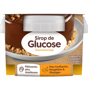 Un emballage de Sirop de Glucose Great Value est présenté, soulignant son utilisation en pâtisserie et confiserie.