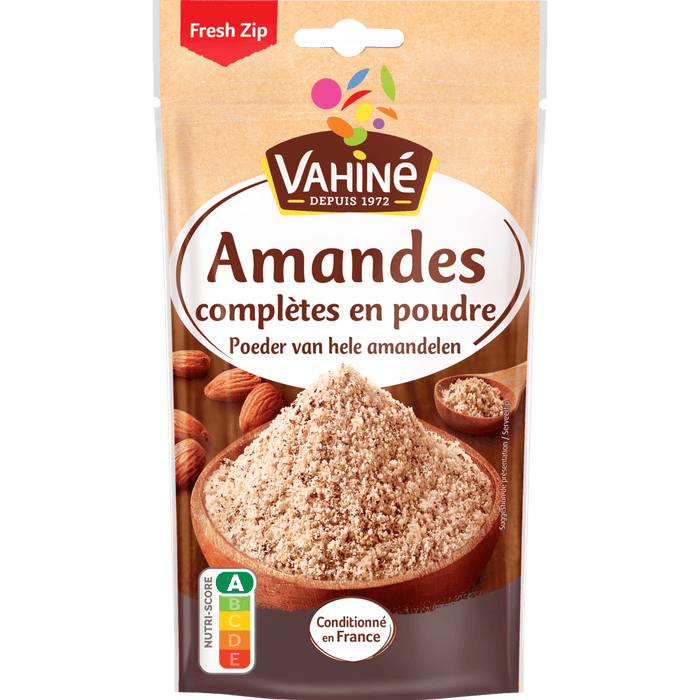 Ceci est un paquet de poudre d'amandes de la marque Vahiné.