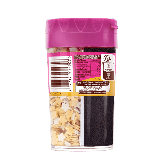 Un rACcipient de vermicelles Dr. Oetker avec des informations nutritionnelles et des instructions d'utilisation visibles sur l'ACtiquette.