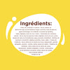 L'image affiche une liste d'ingrédients sur un fond jaune.