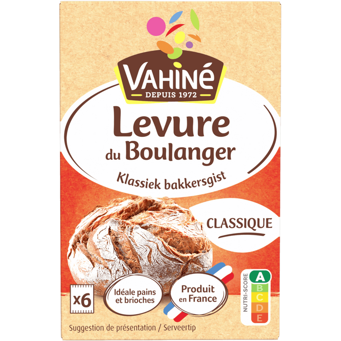 Un paquet de levure de boulanger Vahiné Levure du Boulanger est présenté.