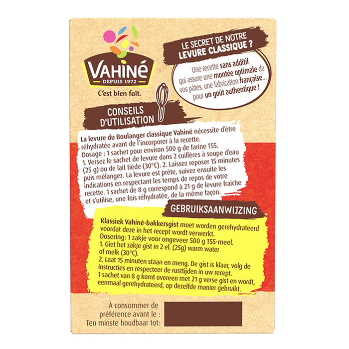 Emballage du produit VahinAC avec instructions de recette et suggestions d'utilisation.