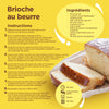 Une fiche de recette pour la Brioche au Beurre, prACsentant les ingrACdients et les instructions pour faire le pain.