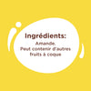 Liste des ingrACdients indiquant l'amande comme ingrACdient principal et un avertissement indiquant qu'elle peut contenir d'autres fruits A? coque.