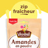 Emballage de VahinAC Amandes en poudre avec fermeture Fresh Zip pour conserver la fraARcheur.