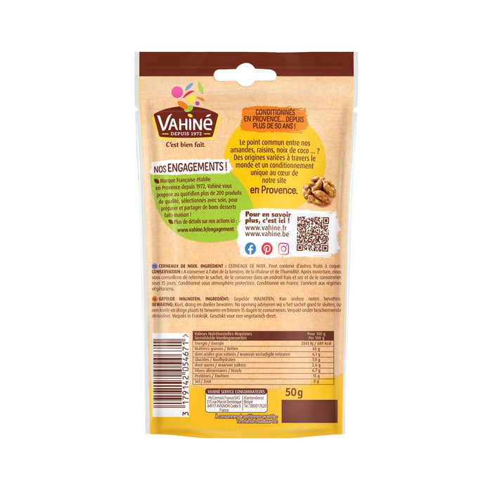 L'image montre le dos d'un sachet de Vicenzi Mini Snack, mettant en ACvidence les informations nutritionnelles et les dACtails du produit.