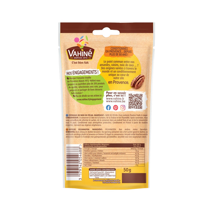 L'image montre le dos d'un sachet de Vicenzi Mini Snack, mettant en ACvidence les informations nutritionnelles et les dACtails du produit.