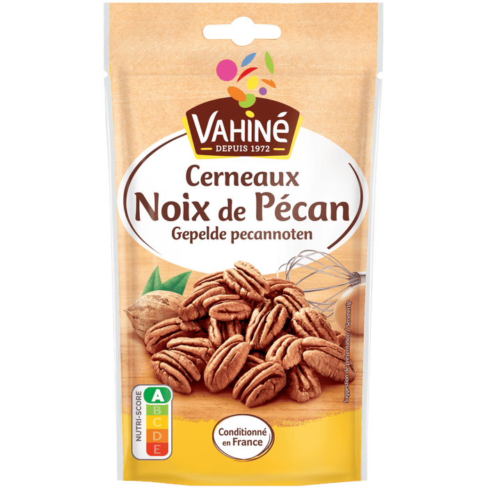 Un paquet de noix de pécan Vahiné est présenté.