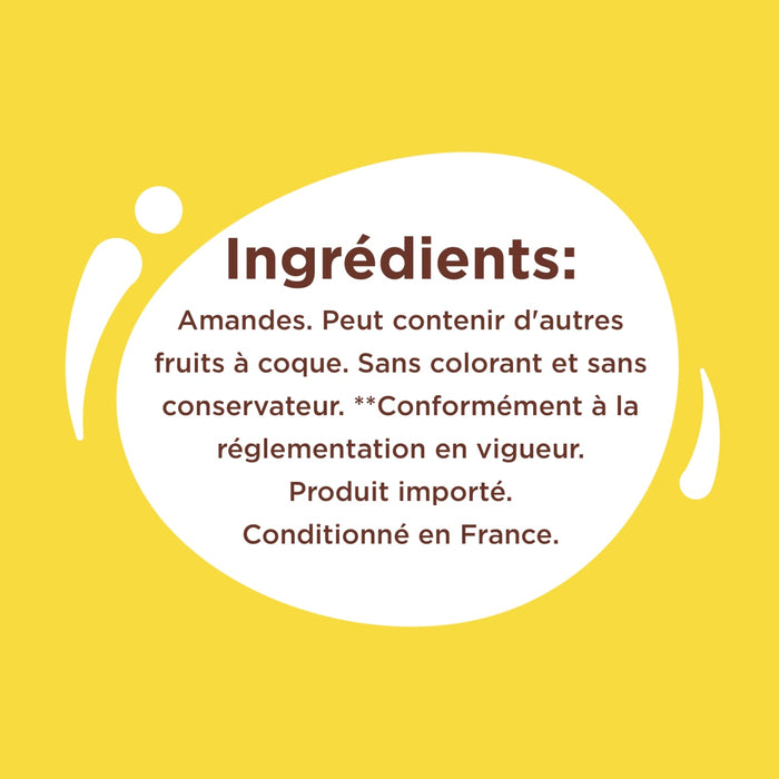 L'image montre la liste des ingrédients d'un produit, qui comprend de l'ananas et peut contenir des traces de fruits à coque, avec la mention qu'il est sans colorant ni conservateur artificiel et qu'il est importé et conditionné en France.