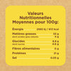 Une étiquette de valeurs nutritionnelles indique les valeurs nutritionnelles moyennes pour 100g.