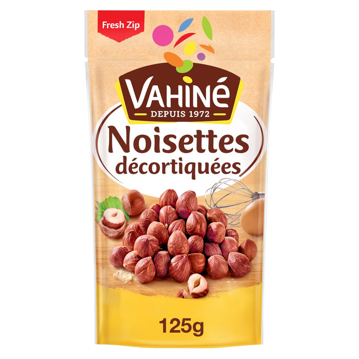 Un sac de Vahiné Noisettes décortiquées, noisettes décortiquées, dun poids de 125g.