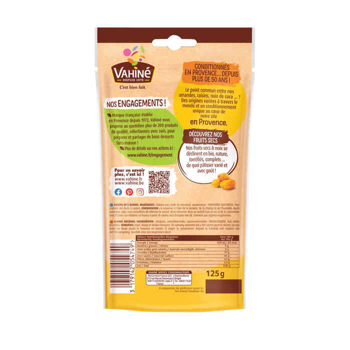 L'image montre le dos d'un paquet de bonbons Mambas avec des informations sur les ingrACdients et la nutrition.