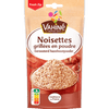 Un paquet de noisettes grillées en poudre de la marque Vahiné est présenté.