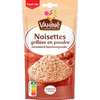 Un paquet de noisettes grillées en poudre de la marque Vahiné est présenté.