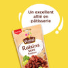 Paquet de raisins secs Vahiné, présenté comme un excellent allié en pâtisserie.