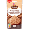 Un paquet de poudre de noisettes entières de la marque Vahiné est présenté.