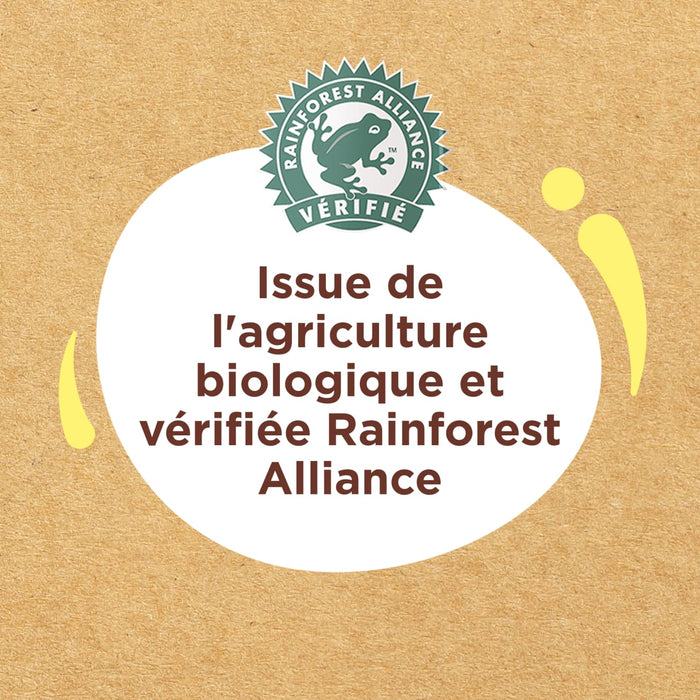 Le sceau Rainforest Alliance Verified indique que le produit est issu de l'agriculture biologique.