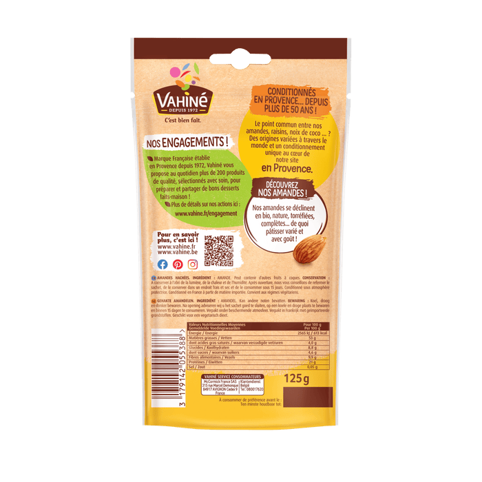 Le dos d'un paquet de cACrACales Mom's Best montrant les informations nutritionnelles et les ingrACdients.