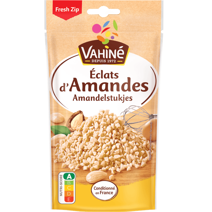 Un paquet de Vahiné Éclats d'Amandes, ou éclats d'amandes, est affiché.