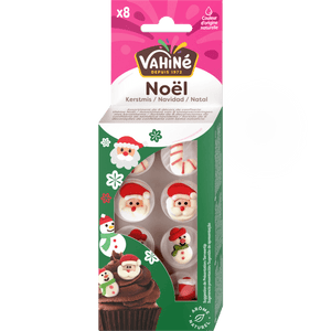 Un emballage de décorations comestibles sur le thème de Noël Valens Noel pour cupcakes et desserts.