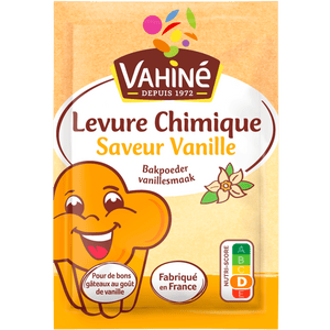 Un paquet de levure chimique saveur vanille de la marque Vahiné est présenté.