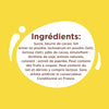 L'image affiche une liste d'ingrédients pour un produit alimentaire, notamment du sucre, du beurre de cacao, du lait et du lactose.